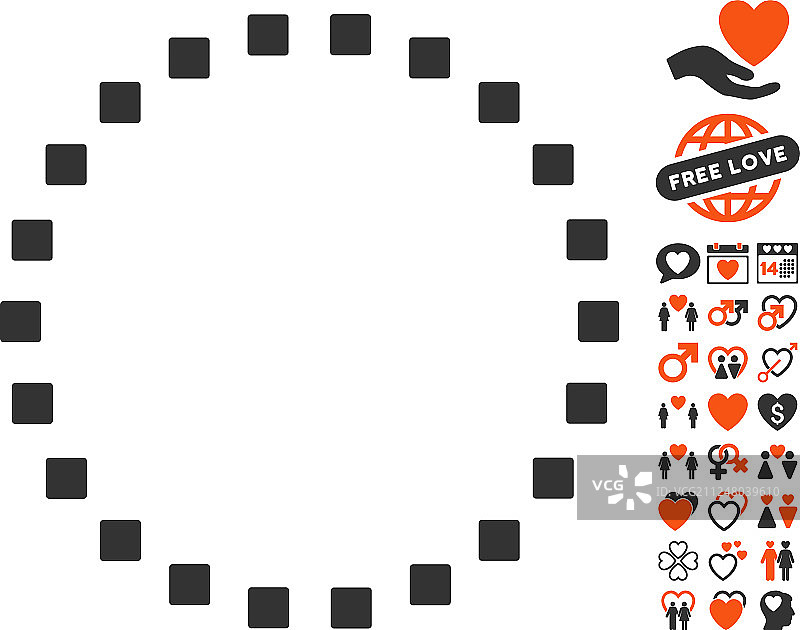 带爱心奖励的虚线圆圈图标图片素材