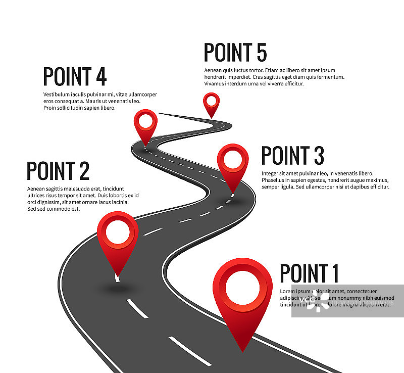 红色曲线公路时间轴信息图图片素材