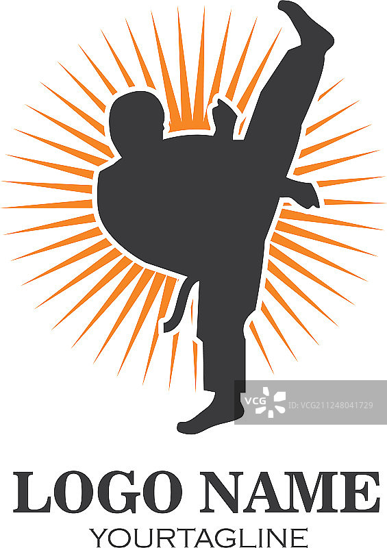 空手道跆拳道踢腿标志模板图片素材