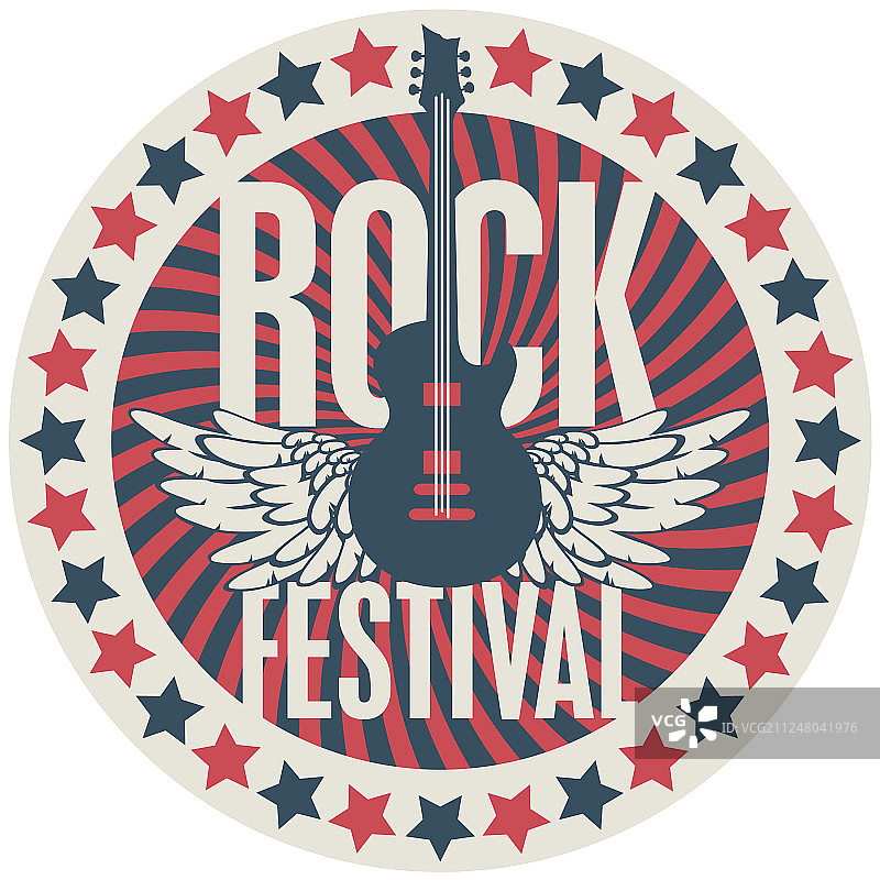 摇滚音乐节吉他圆形标志图片素材