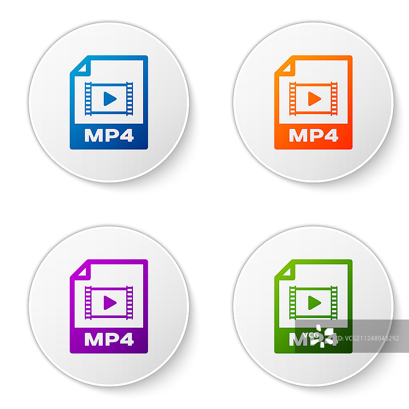 彩色MP4文件下载按钮图标图片素材