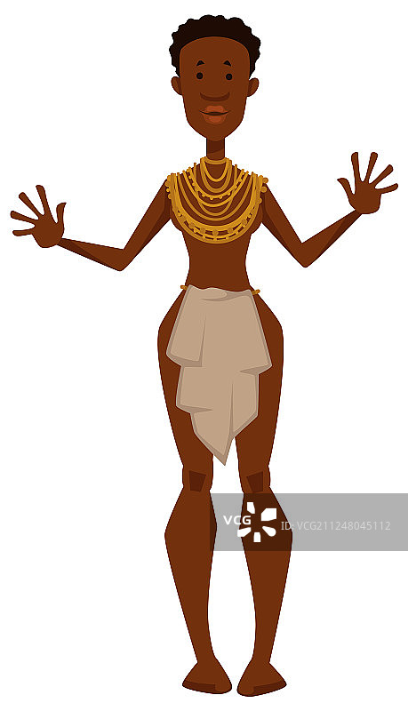 身穿腰布和金色饰品的非洲裸体女人图片素材