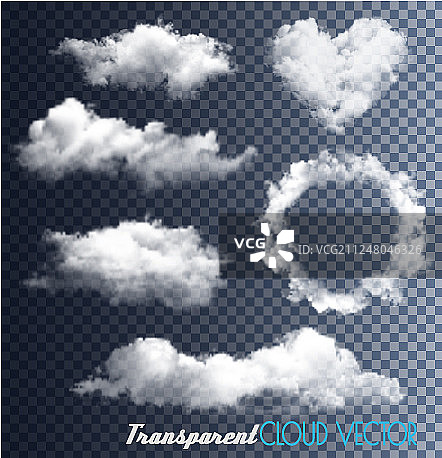 一组透明的云朵图片素材