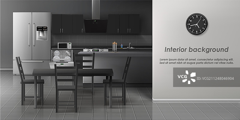 现代厨房室内逼真模型图片素材