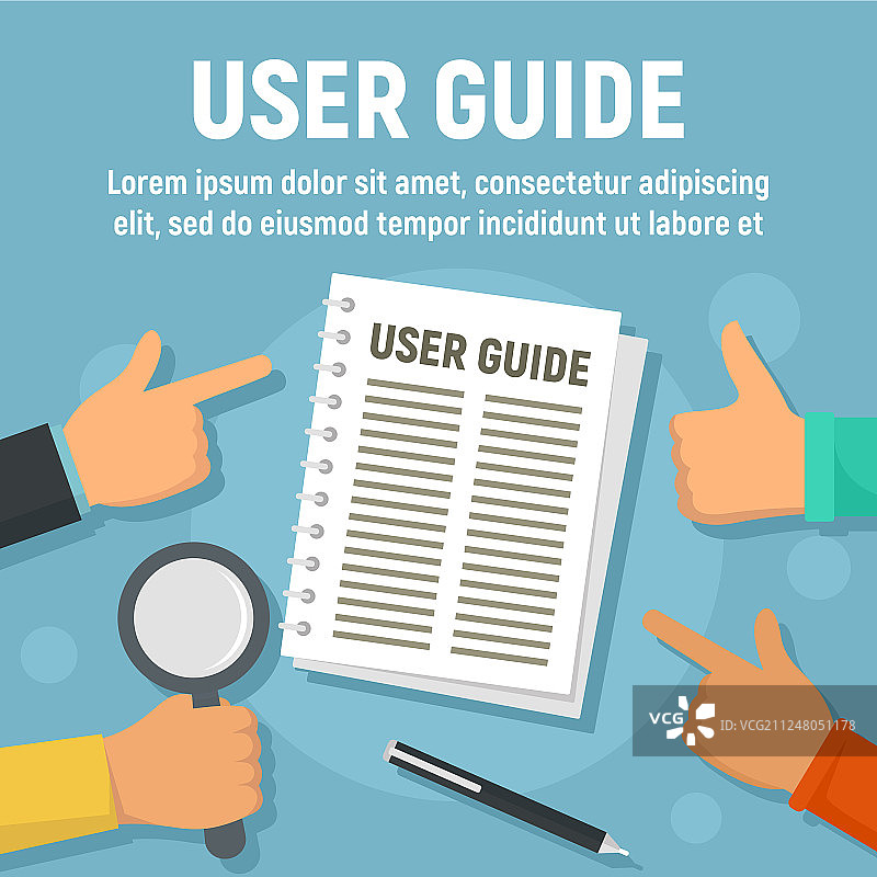 用户指南纸质概念banner扁平风格图片素材