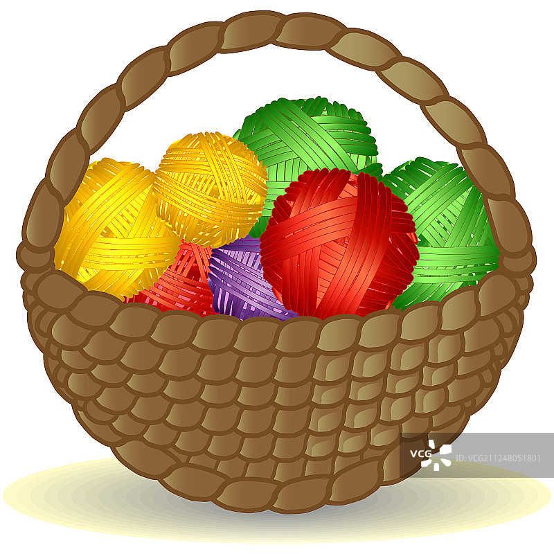 手柄式藤编线圈篮图片素材