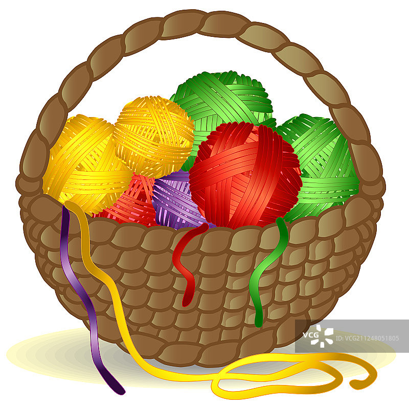 手柄式藤编线圈篮图片素材