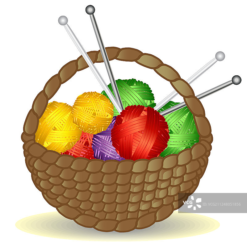手柄式藤编线圈篮图片素材