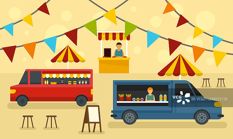 美食节概念banner扁平风格图片素材