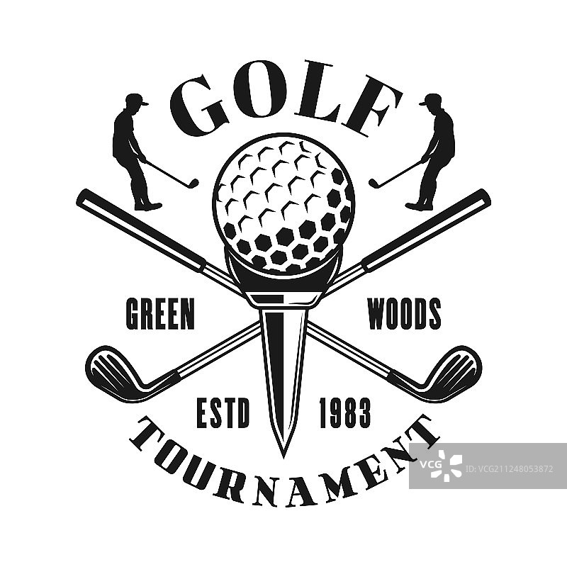 戴帽子骷髅高尔夫运动俱乐部标志图片素材