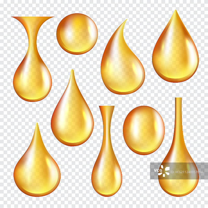 透明油滴黄色液体金色油图片素材