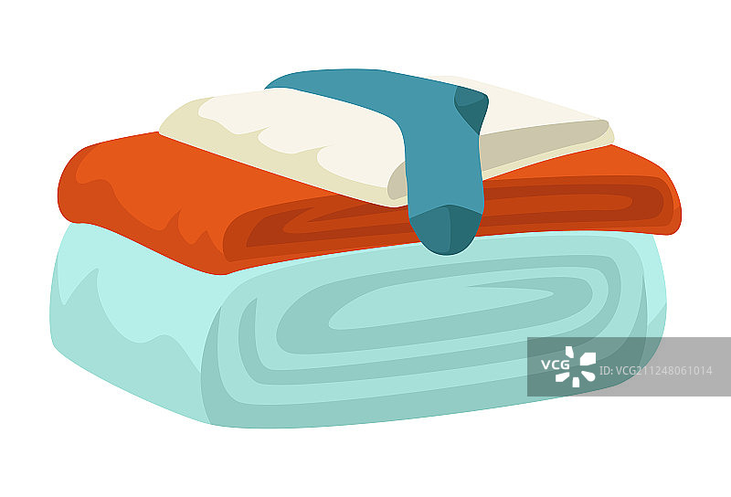 洗涤衣物：毛巾和袜子干净的亚麻布图片素材