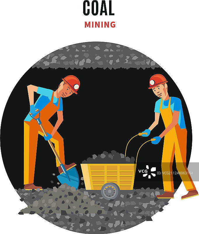 职业矿工扁平风模板图片素材