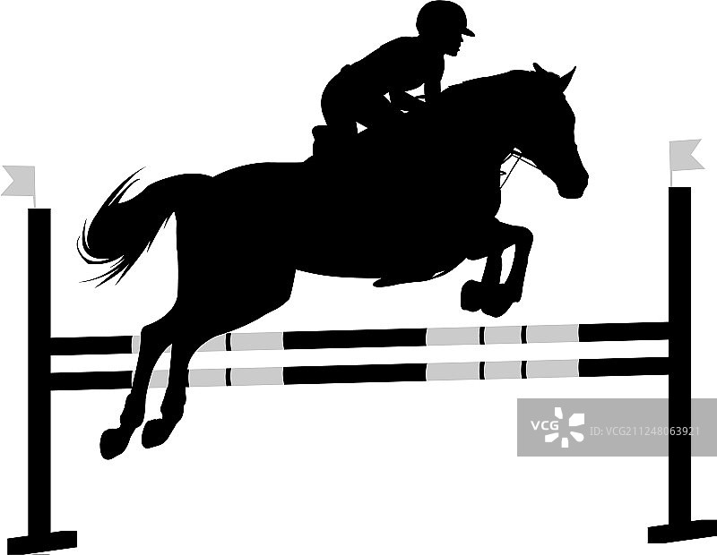 骑师骑着马跳过障碍图片素材