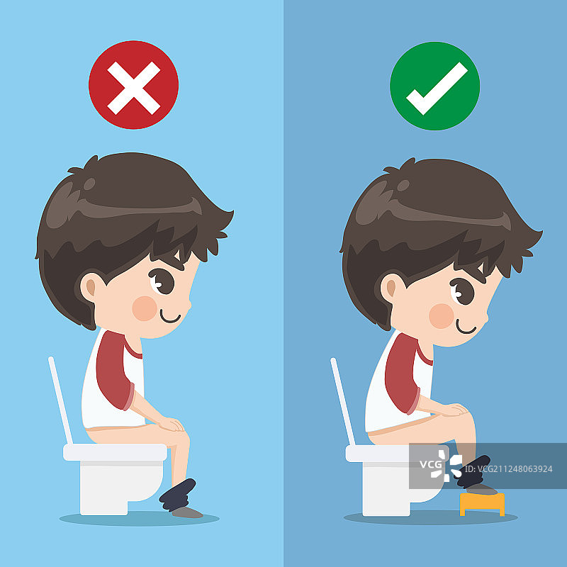 男孩示范正确的排便坐姿图片素材