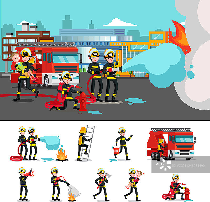 彩色消防场景图片素材