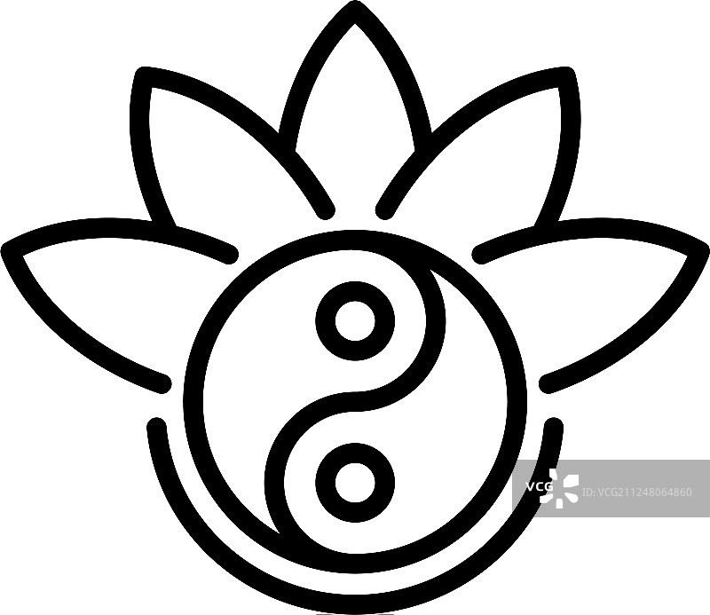 阴阳莲花图标轮廓样式图片素材