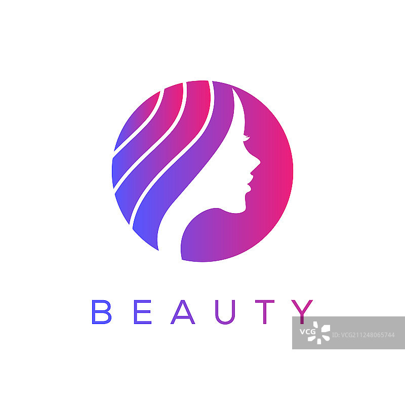 长发美女脸部logo设计图片素材