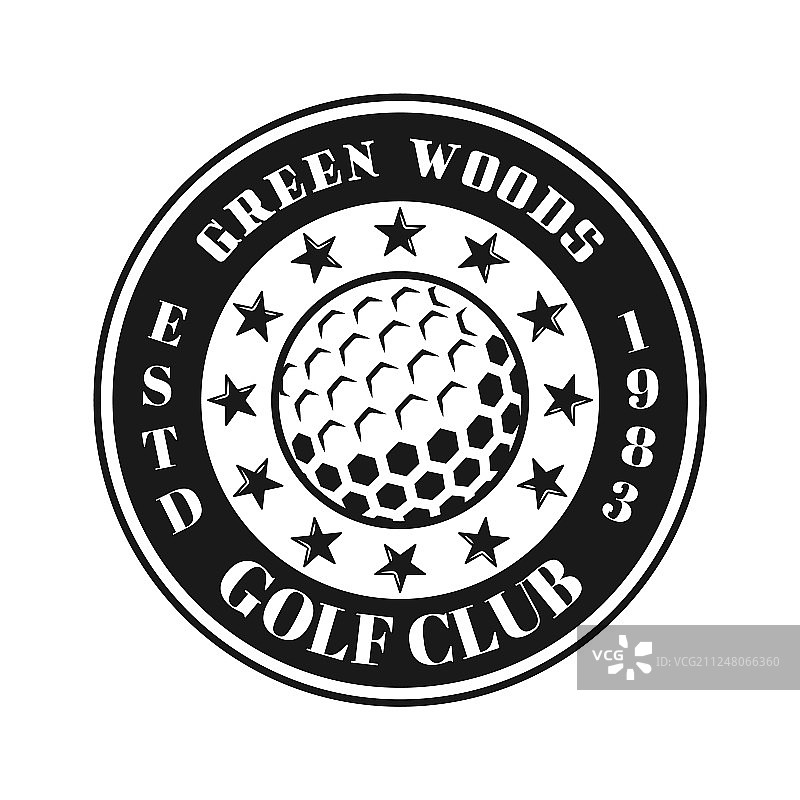 带球的高尔夫球俱乐部圆形标志图片素材
