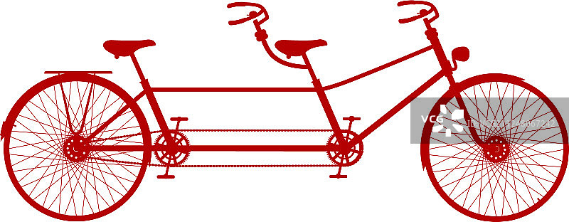 红色设计的复古双人自行车图片素材
