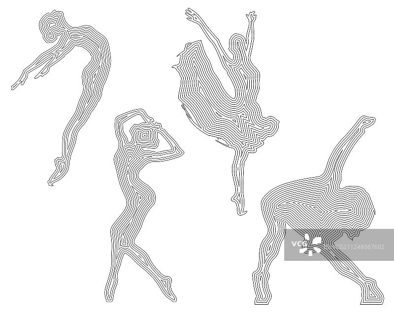 白色背景上的女孩抽象折纸线条图片素材