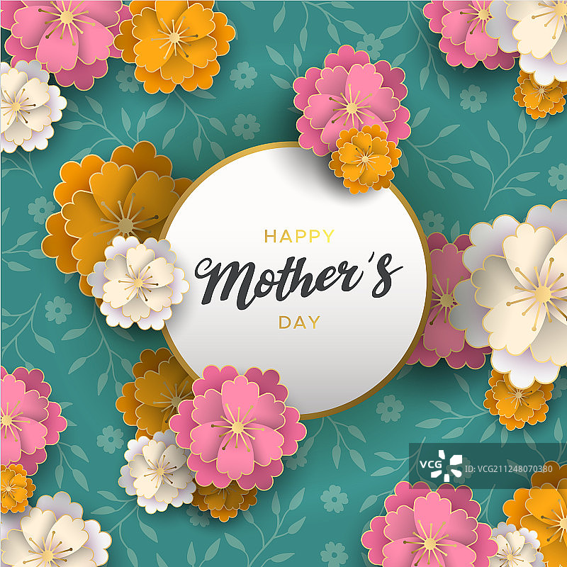 纸质春花母亲节贺卡图片素材