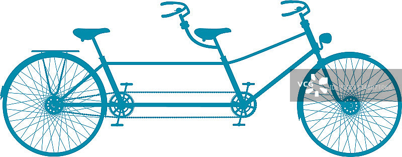 蓝色复古双人自行车设计图片素材
