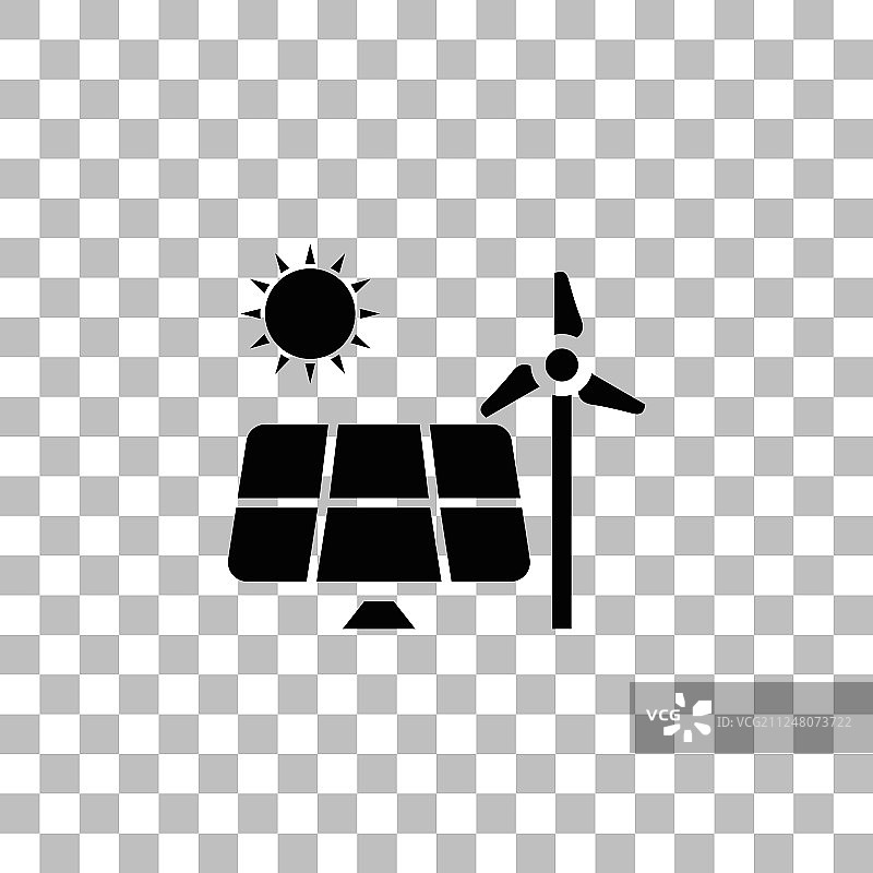 太阳能板风车能源扁平图标图片素材