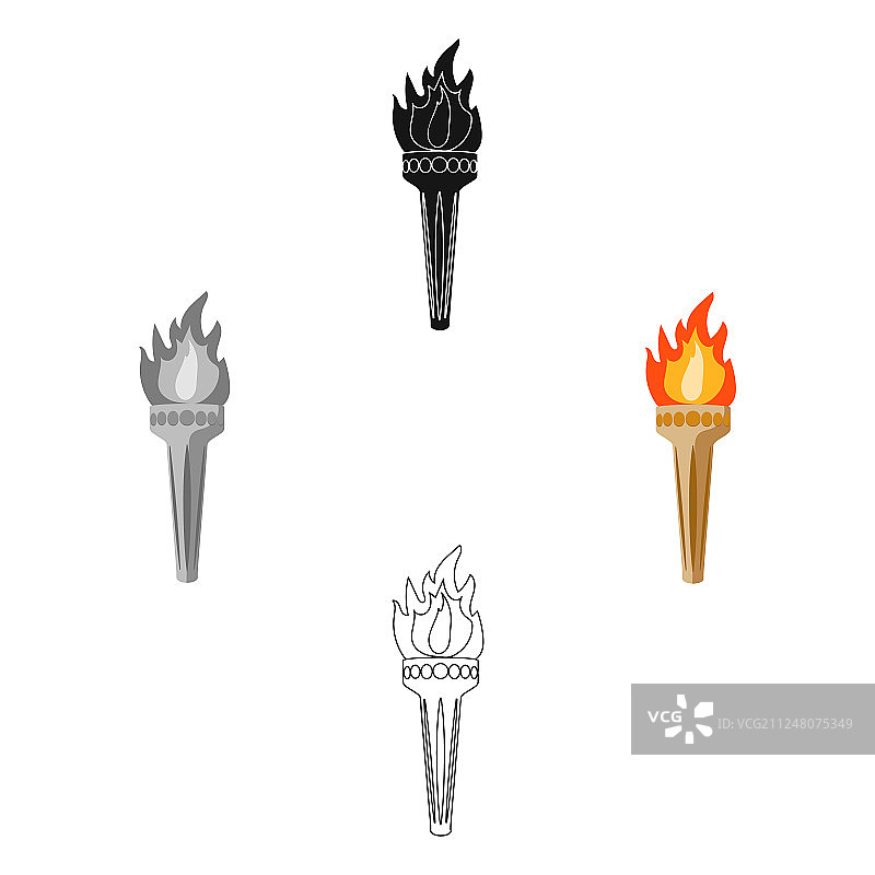 卡通黑色风格的奥运火炬图标图片素材
