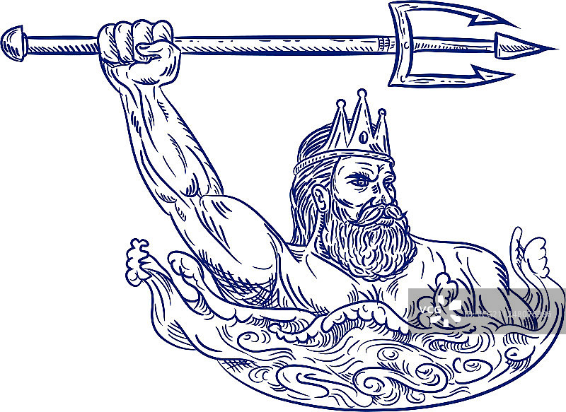 手持三叉戟的 drawing图片素材