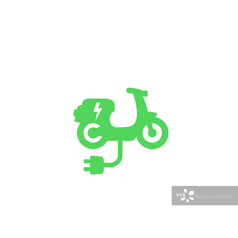 白色绿色背景上的电动滑板车图标图片素材