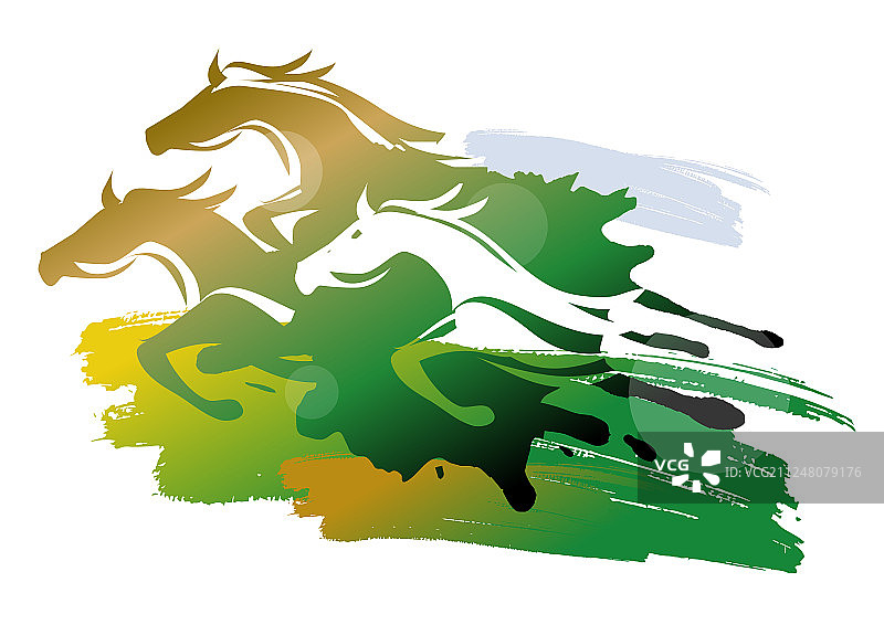 在草地上奔跑的野马图片素材