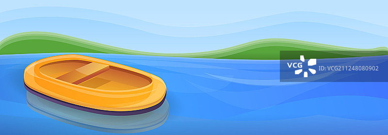 河上的充气船概念banner卡通图片素材