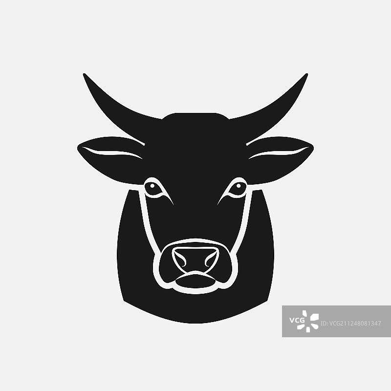 奶牛头像剪影农场动物图标图片素材