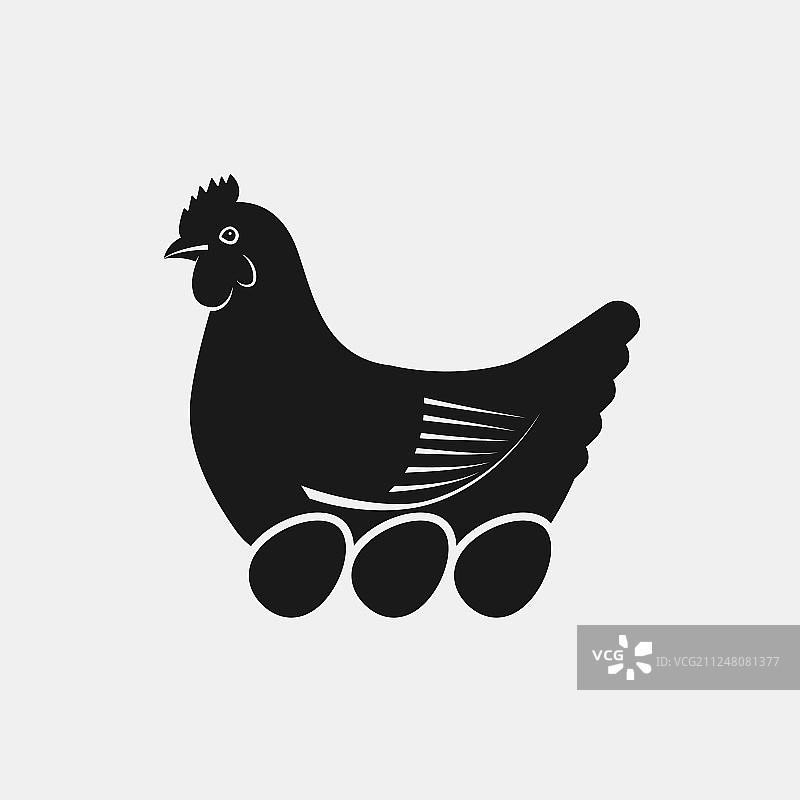 母鸡下蛋黑色剪影侧视图图片素材