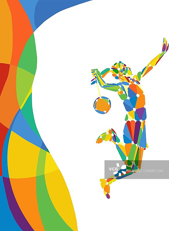 抽象彩色图案与女子羽毛球图片素材