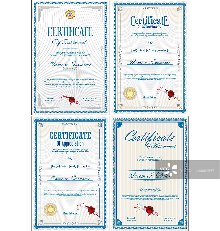 带印章的成就证书设计图片素材