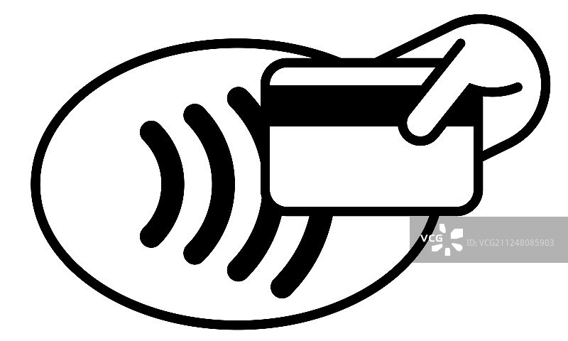 非接触支付信用卡和手势点击标志图片素材