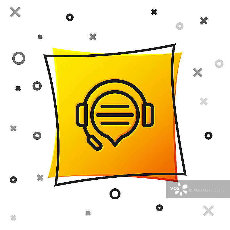带语音气泡聊天图标的黑色耳机图片素材