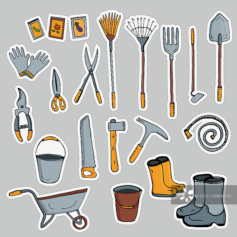 园艺工具贴纸素材图片素材