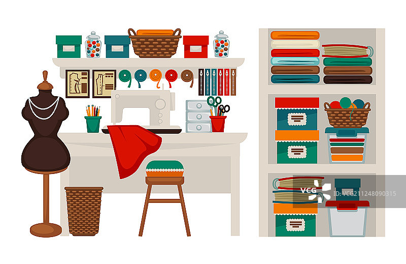 工作室裁缝或女装设计师时装店沙龙图片素材