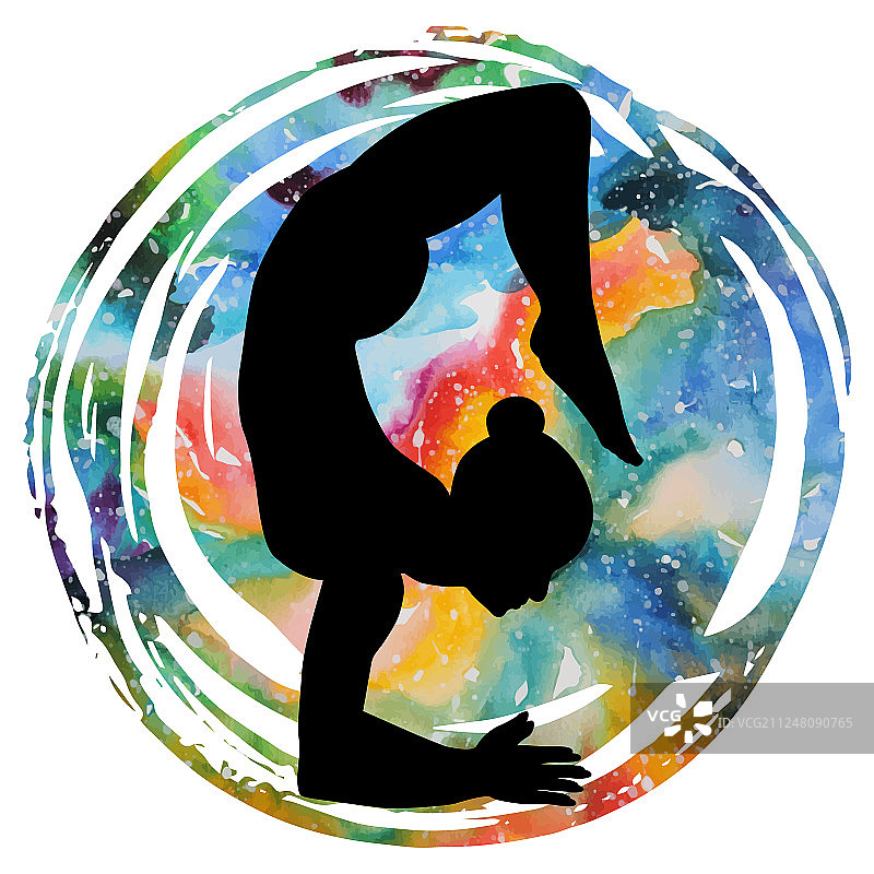 女性剪影蝎子式瑜伽姿势图片素材