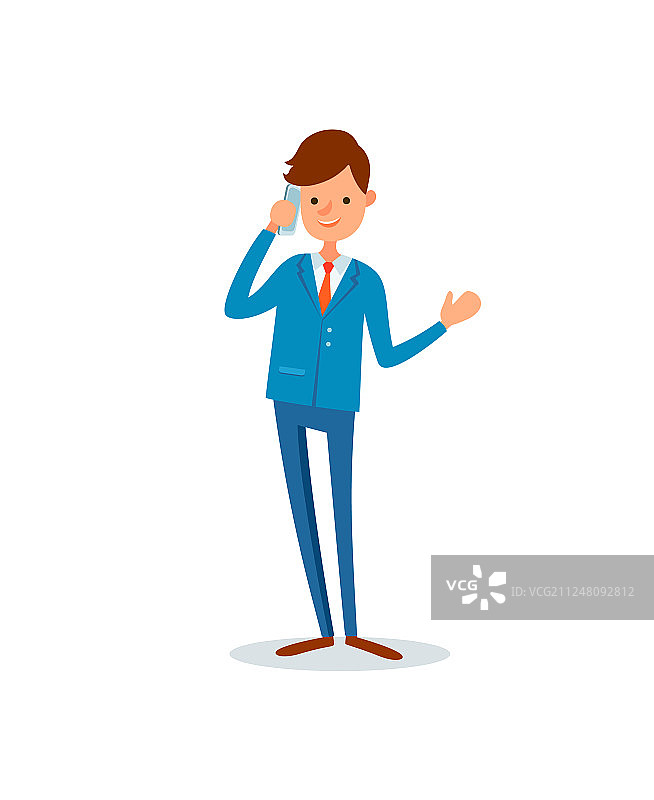 忙碌的男人在用手机与客户交谈图片素材