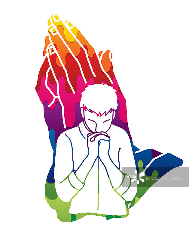 向上帝祈祷的男人图片素材