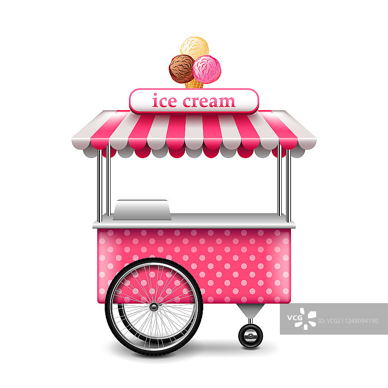 白色背景上的冰淇淋车图片素材