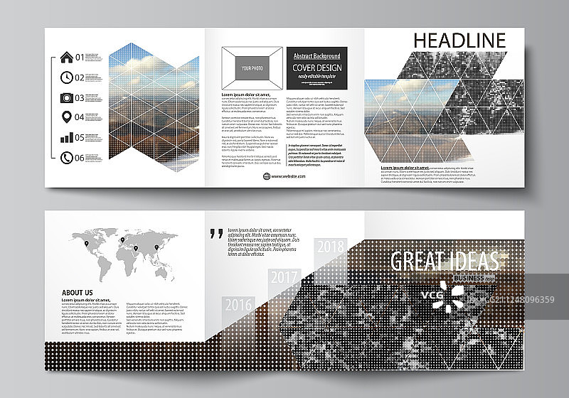 三折方形设计商务模板图片素材