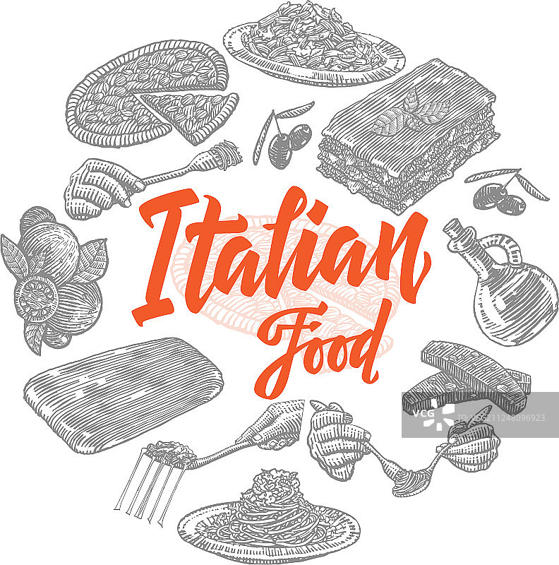 意大利美食元素手绘合集图片素材