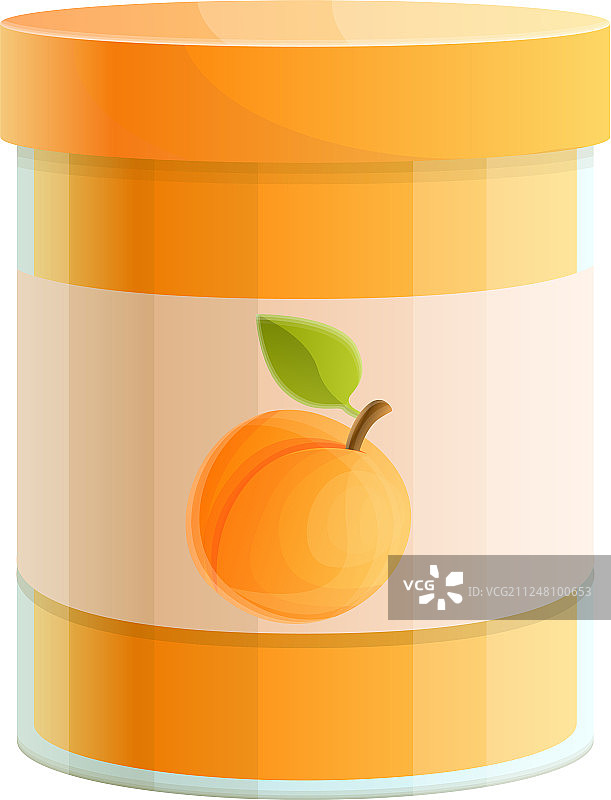 卡通风格的杏子酱罐图标图片素材