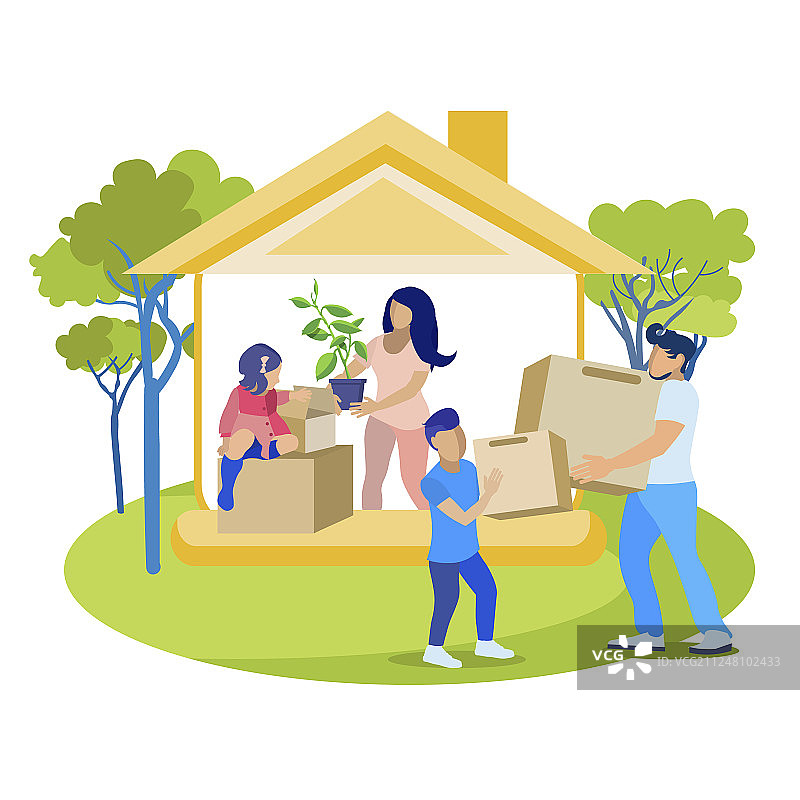 搬到新公寓的家庭图片素材