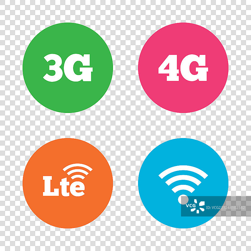 移动通信图标3G 4G和LTE图片素材